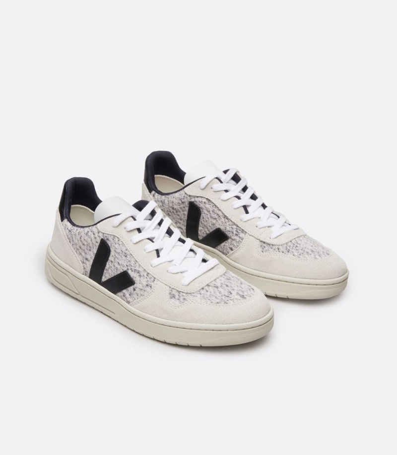 Veja V-10 Flannel Snow Muške Niske Tenisice Bijele Crne | YHD4558BQ